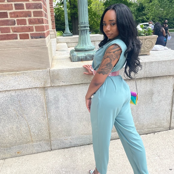 Zara Sea Green Jumpsuit Size 4 - Picture 2 of 3